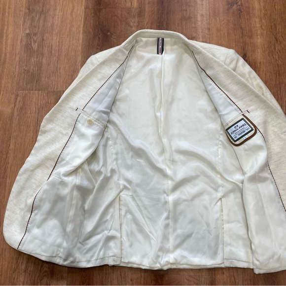 PJ Paul Jones Mens Linen Blend Blazer Sport Coat Jacket Cream Size Large - Picture 3 of 15